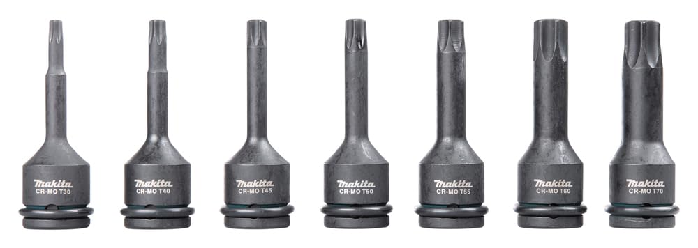 Makita Set di bussole per avvitatore a percussione, 7 pezzi, nero, con valigetta