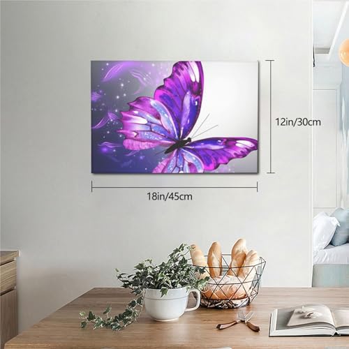 Toile murale vintage papillon violet pour un salon elegant et relaxant
