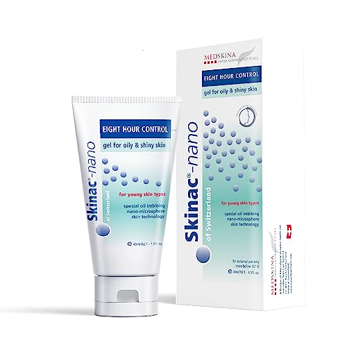 Medskina Skinac®-nano Creme Matt - Anti Pickel & Akne Oil Control Gel - Sofortige 8-Stunden-Schutz Glanzkontrolle - Gesichtscreme Matt für Männer & Frauen gegen Fettige, Unreine Haut & Mitesser 40ml