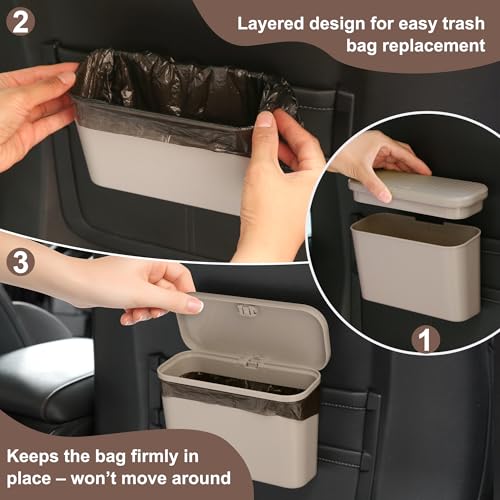 Image of Car Trash Can, Waterproof Multi Functional Auto Trash Bin for Door /Console /Seat Back,Leak-Proof Trash Can for Car, Truck, SUV - Essential Car Accessories for Organization (grey2)