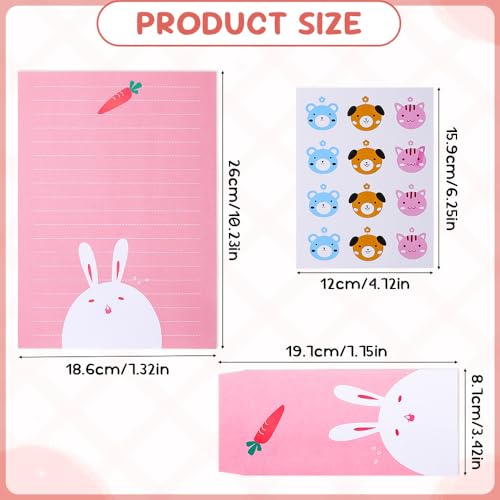 inodiref 24 Stück Briefpapier 12 Briefumschläge Farbe Briefpapier mit Umschlag Briefpapier Liniert Briefpapier Set Tier Briefpapier mit Linien für Briefe Glückwünsche Liebesbriefe (4 Farben)