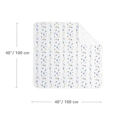 Image of CREVENT 40''X40'' 100% Organic Cotton Muslin Baby Blanket for Newborns, Essential for Baby Shower Birthday Gift - Cactus 100X100cm