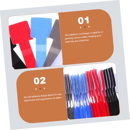 50 piezas de correas reutilizables para cables con adhesivo, clips para gestión de cables para escritorio, oficina, hogar y gaming miniatura 3