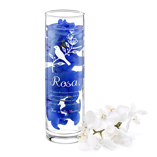 Maverton Vaso decorativo per fiori - cilindrico in vetro - incisione personalizzata - dimensioni H 26,5 cm x Ø 8 cm circa - idea compleanno - pensiero speciale per donna - colomba