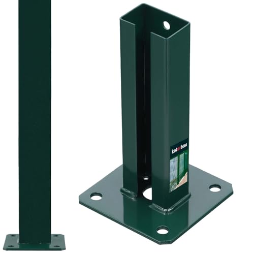 KOTARBAU Soporte para postes 60 x 40 mm, Soporte de acero galvanizado, Soporte de postes Verde, Base atornillable, Soporte de...