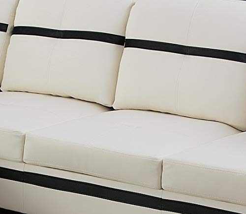 Beverly Fine Funiture Sectional Sofa Set, Cream White Black Stripe