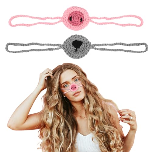 lasuroa 2pcs Nose Warmer, Windproof Wool Winter Nose Warmer Guard for a Cold Nose Crochet Cozy Nose Warmer Scarf Protector Nose Cover Sleeve for Women Men Outdoor Dust Ski (Black & Pink)