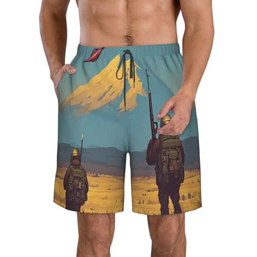 Fighting Aliens Men's Beach Pants-Quick-Dry & Comfortable Mens Beach Shorts for Men, Perfect for Surfing and Everyday Wear White