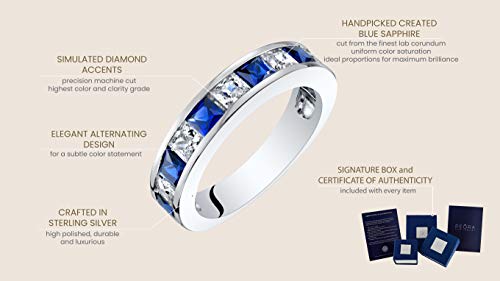 PEORA Half Eternity Wedding Ring Band for Women 925 Sterling Silver in Princess Cut Gemstones, Sizes 5 to 94