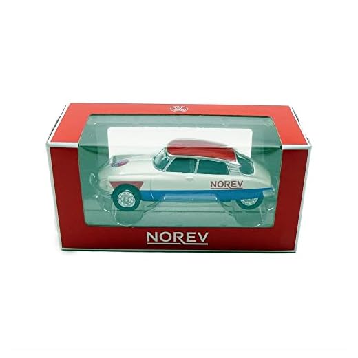 Norev- Citroen DS 19 1958 Cycliste Véhicule Miniature, 310603, Blanc/Rouge/Bleu, Echelle 1/64