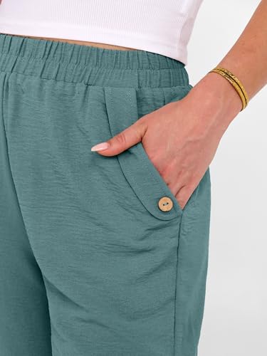 Image of ANRABESS Womens Wide Leg Capri Pants Elastic Waist Casual Loose Lounge Trousers 2026 Summer Flowy Beach Vacation Clothes