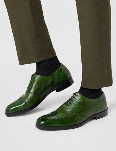 Image of Monte Carlo Mens Solid Lace Up Genuine Leather Formal Brogue Shoes (201826FW)