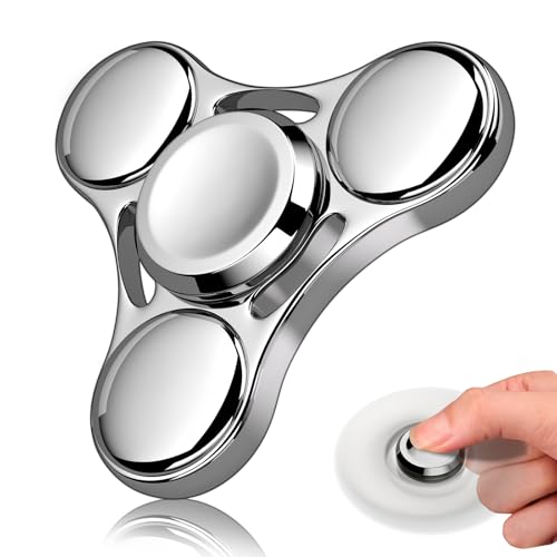 Fidget Spinners Toy, 2-5 Min Spins Time Stainless Steel R188 Bearing Metal Fidget Spinner, EDC ADHD Stress Anxiety Relieves, Fidget Spinner Toys for Kids and Adults (Silver)