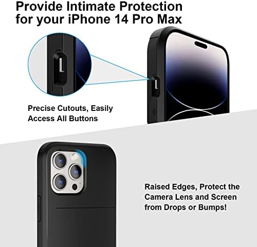 ACOCOBUY for iPhone 14 Pro Max Case Wallet, iPhone 14 Pro Max Case Credit Card Slot Cash Holder Shockproof Protective Dual Layer Armor Phone Case Rubber Bumper Phone Cover for iPhone 14 Pro Max Black