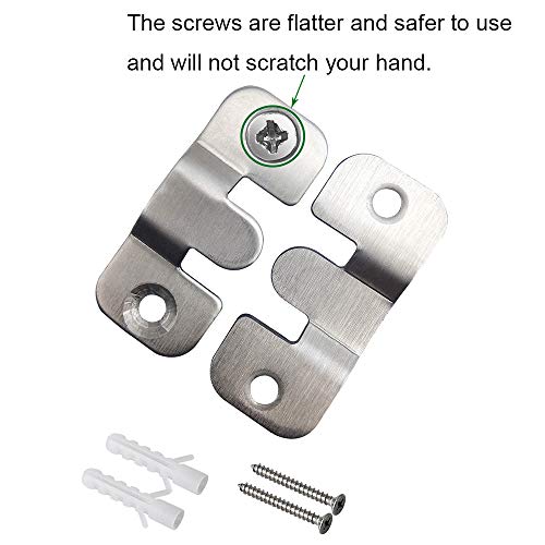 MZMing 10 Pairs [20 Pack] Concealed Mounting Bracket Embedded Interlocking Hanging Buckle Wall Hardware Stainless Steel for Hanging Photo Mirror Frame Backsplash Furniture