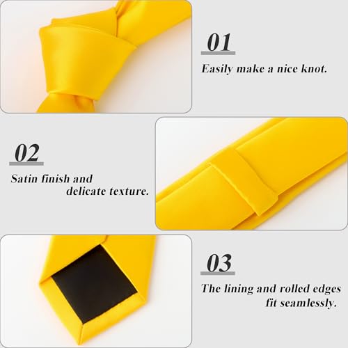Image of Landisun Black Tie Men Women Solid Skinny Ties Slim Ties Satin Tie