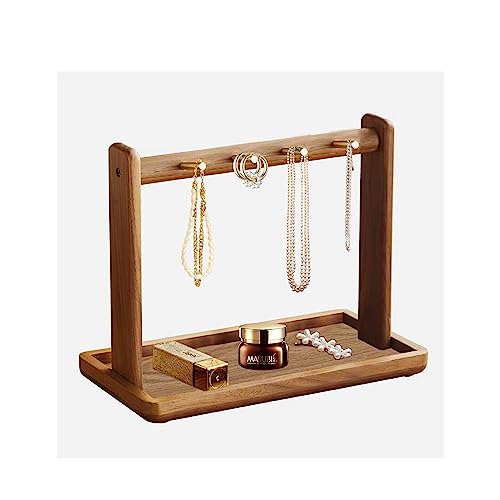 Key Holder For Standing,Wood Tabletop Key Holder,Storage Rack With 4 Hooks And Tray,Key Rack-Modern Hook Organizer Stand, Wallet And Small Stuff, Jewelry Hanging Stand Display On Dresser,Wood Brown #TOP15