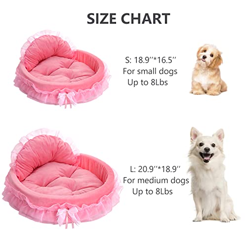 Pawstrip Pink Dog Bed Washable Princess Cat Couch Soft Plush Pet Sofa Nest Mat Anti-Slip Puppy Cave Beds Cute Cozy Kitten Doggy Kennel Cushion Small Medium Dogs Cats Sleeping Pad(Pink) #TOP1