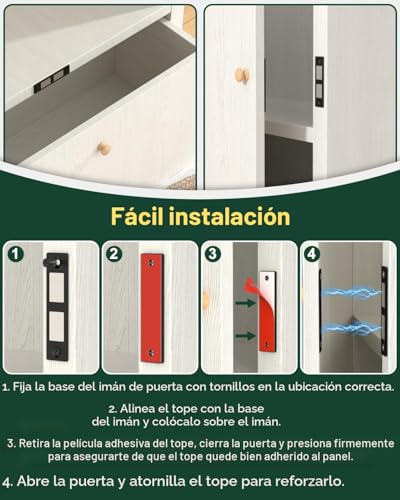 Miniatura 7 de Jiayi Imanes Para Puertas De Armario 2 Piezas Cierre Magnético Fuerte Para Puertas De Armario - Doble Imán De 12kg, Nergo Ultrafino Cierre Magnético, Imanes Muebles Fácil Instalación