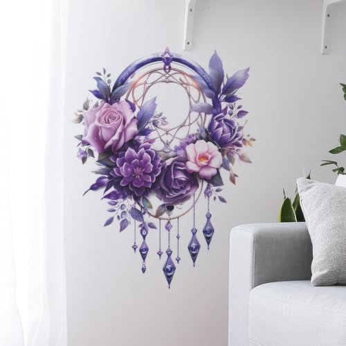 Vinilo Decorativo Atrapasueños Floral Morado 23.6x15.7 pulg miniatura 5