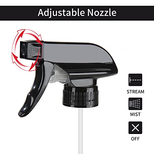 HOMBYS 4 Pack Black Trigger Sprayers Replacement Spray Nozzles with Mist Stream Sprayer for 8oz/16oz Glass Spray Bottles for Home, Kitchen, Garden and Office,Cleaning Solutions-Quality Sprayer