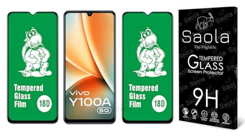 Image of Saola 18D Tempered Glass With Inbuilt AirBag Borders For Vivo Y100A (Pack Of 2) with Free Installation Kit. Full screen Coverage - 6.38 inch