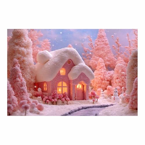 Tableau sur toile paysage hivernal rose CUDAOO 70x100cm pour salon