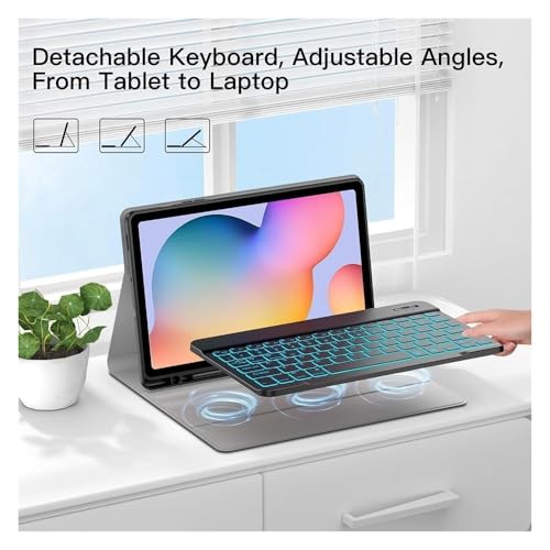 Funda con teclado para Galaxy Tab S6 Lite P615 con luces led y soporte multiángulo 4