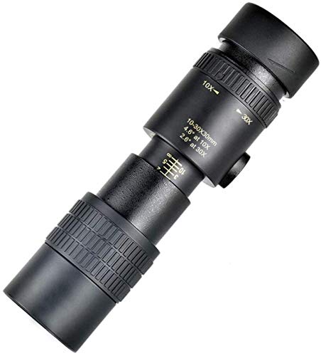 Binoculares portátiles Alta Potencia, monocular 10-30x30 mm para Exteriores, telescopio monocular Bolsillo con Zoom Alta definición, Impermeable, para Acampar y Playa.