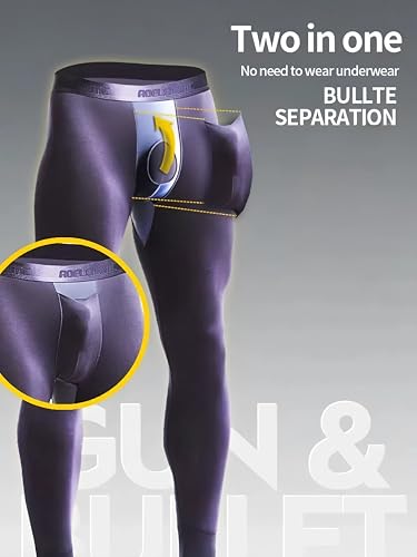 AORGSVI Long Johns for Men, Thermal Underwear with Separate Pouch, Winter Cold Baselayer Warm Bottoms Pants4
