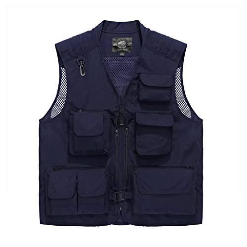 HXR Gilet pour homme de sports de plein air et loisirs - Grande taille - Pour photographie, pêche - Couleur : bleu - Taille : L Cover