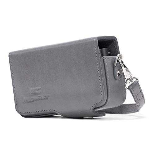 MegaGear Estuche de Cuero para cámara con Correa Compatible con Sony Cyber Shot DSC RX100 VII, ZV 1, DSC RX100 Vi, DSC RX100 V, DSC RX100 IV, DSC RX100 III, DSC RX100 II   Gris