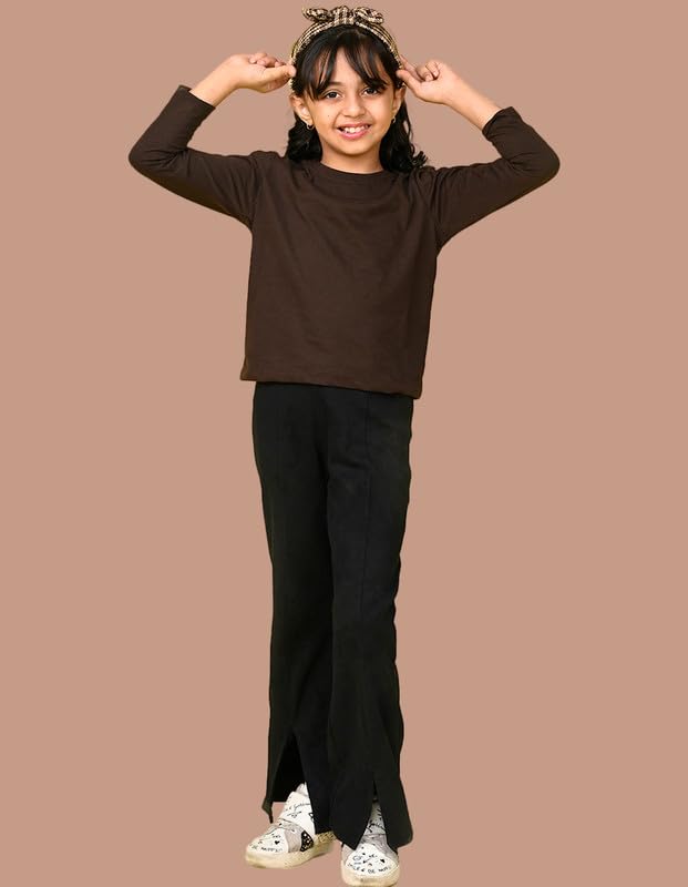 Image of Nusyl Girls Full Sleeves T-Shirt for Kids | Cute Printed Casual Wear | Soft Cotton Blend | Comfortable Regular Fit | 2-16 Years | Multiple Colors