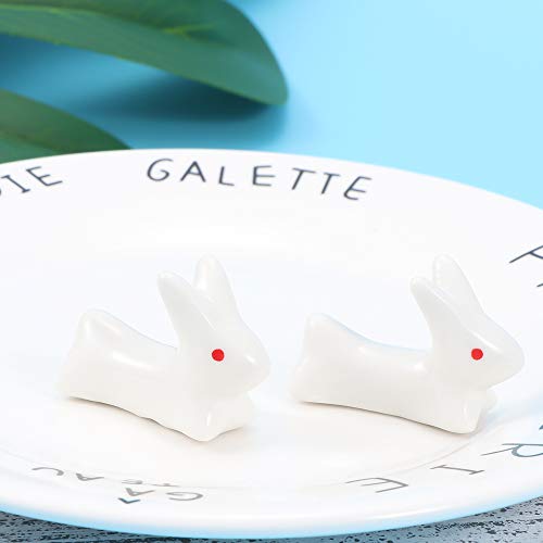 YASUOA 6 Pieces Ceramic Chopsticks Stand Cute Rabbit Design Dinner Tableware Holder Spoon Rest Chopstick Rack Pillow Care Rest for Home Kitchen Kids Women Girls Knife Fork Easter Decoration