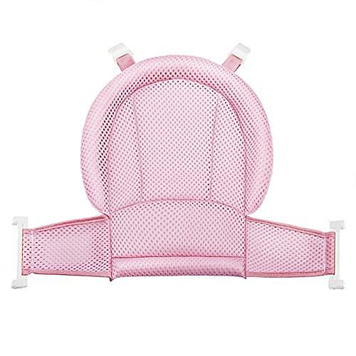 Image of RUIXIA Universal Adjustable Baby Bath Tube Support Mesh Net Soft Breathable Infants Shower Pad Bathing Mat 4-Points Anti-Slip Bathtub Seat with Sponge Cushion Age 0-36 Months, TPink, One Size
