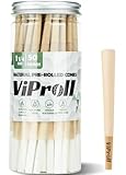 ViProll Pre Rolled Cones 1 1/4 Size 50 Pack, Natural Unbleached Rolling Papers with W-shaped Tips, Slow & Even Burning Preroll Cones, Packing Tubes Included for Party Gift (84mm)