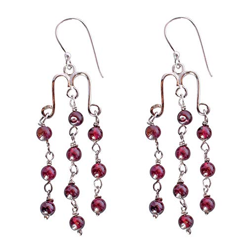 Boucles d'oreilles pendantes argent 925 pierre rouge bijou minimaliste