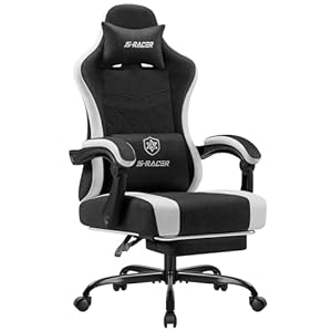 Homall Gaming Chair with Massage & Footrest, Ergonomic Computer Office Chair, High-Back Racing Style Reclining Chair with Adjustable Lumbar Support, Breathable Tech Fabric for Adults (Black)