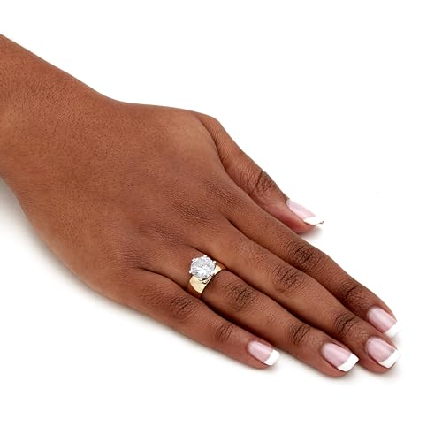 PalmBeach Yellow Gold-plated Round Cubic Zirconia Solitaire Engagement Ring Sizes 5-104