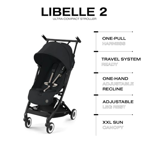 Cybex Libelle 2 Travel pockit Baby Stroller - Lightweight Carry-On Travel Stroller for Airplane with One-Hand Recline, Compatible with CYBEX Car Seats, Magic Black - Image 6