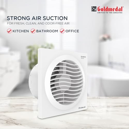 Image of Goldmedal Environ 150mm Energy Efficient 5-Watt BLDC Motor Axial Fan |CRNO Stamping |2 Years Warranty |Easy Installation |Powerful Exhaust |High Speed |Detachable Front Grill - White (Pack of 1) | High Speed ,Powerful Motor | 2300RPM | Noiseless Ventilation | Detachable Front Grill | - White
