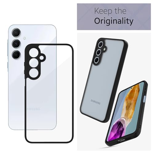 Image of KAPAVER Hybrid Clear Back Cover Case for Galaxy M15 /F15 | Protective Shockproof Cleare Hard PC Soft Flexible Black TPU Cover