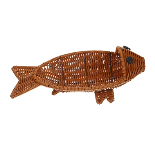 Cabilock Imitation Rattan Fish Shaped Fruit Storage Tray Versatile Kitchen Countertop Basket for Organizing Snacks and Dried Fruits Charming Decorative Serving Plate for Home Use