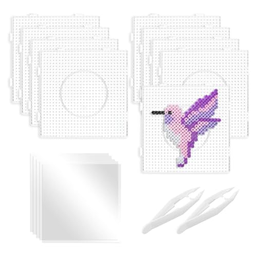 Junterone - Lote de 9 perlas cuadradas de plástico con tabla de planchar de papel, perlas para perlas KidsCraft
