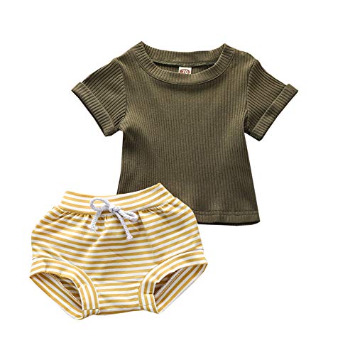 Hongyuangl 2020 Sommer Frühling Baby Shorts Sets Mädchen Jungen Kurzarm T-Shirt und Bloomer Shorts 2 Stück Outfits