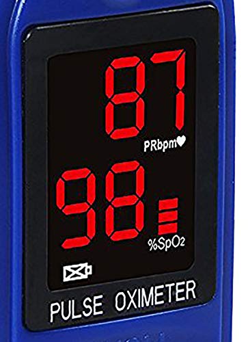 Concord Basics Fingertip Pulse Oximeter - Blood Oxygen Saturation Monitor with Carrying Case, Batteries, Silicone Cover & Lanyard - Easy to Use, Accurate SpO2 & Pulse Measurement (Blue) - Image 5