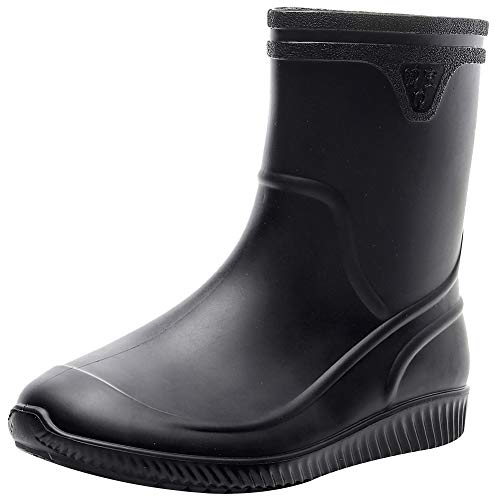 Image of ANUFER Men's Mid-Calf Snow Rain Boots Outdoor Waterproof Gardening Farm Boots with Removable Fluff Lining