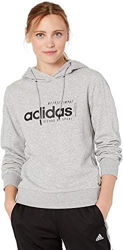adidas Women's Core Favorite Hooded Sweatshirt (Medium Grey Heather, X-Large)