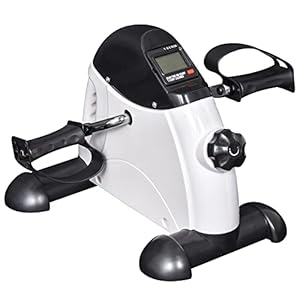 HOMCOM Mini Heimtrainer Fitnessbike Pedaltrainer mit LED Display 5 Modelle Arm und Beintrainer Fitnessgerät Hometrainer für Senioren Zuhause Heim Büro 40 x 39 x 29 cm Weiß