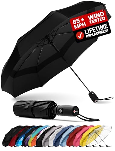 REPEL Windproof Travel Umbrella - Compact & Withstands Winds up to 85MPH, Strongest...